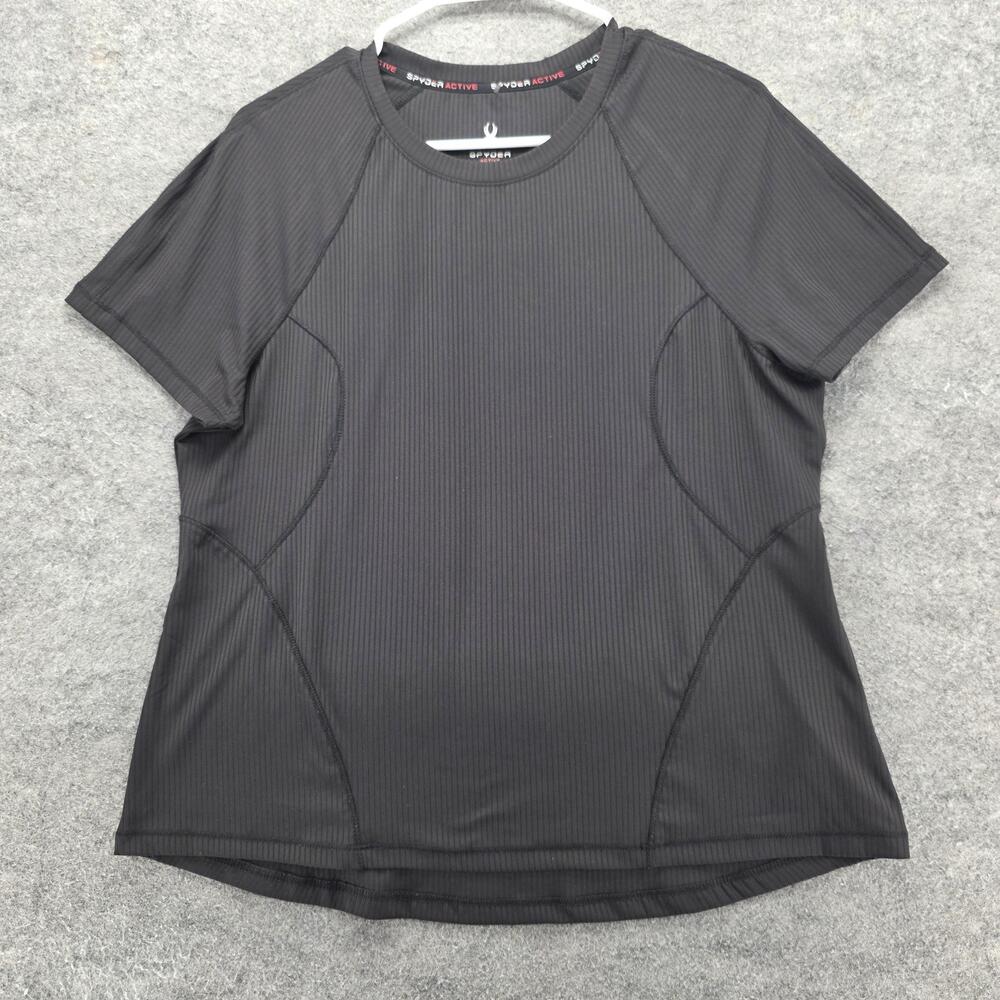 Spyder Active Shirt Womens Large Black Short Sleeve Athletic Performance